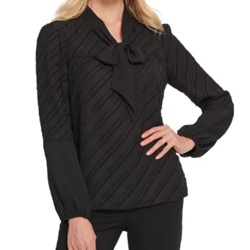 Elegant Black Women's Blouse with Bow Detail